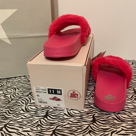 Juicy WAKE Bright Pink Slide Slipper Shoe NWT Size 7.5M and 11M JUICY COUTURE - Picture 6 of 9